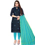 Navy Blue Chanderi Cotton Lengies Salwar Suit