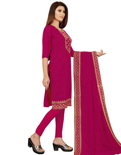 Pink Georgette Lengies Salwar Suit Closure View