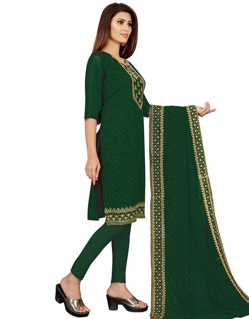 Green Georgette Lengies Salwar Suit Closure View
