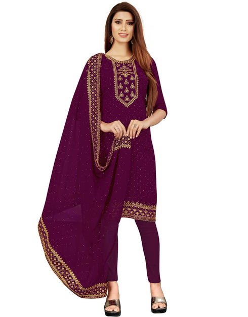 Wine Georgette Lengies Salwar Suit