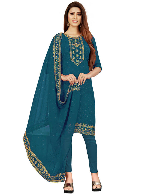 Teal Georgette Lengies Salwar Suit