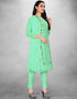 Mint Green Chanderi Chudidar Suit Closure View