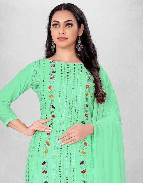 Mint Green Chanderi Chudidar Suit Salwar Kameez