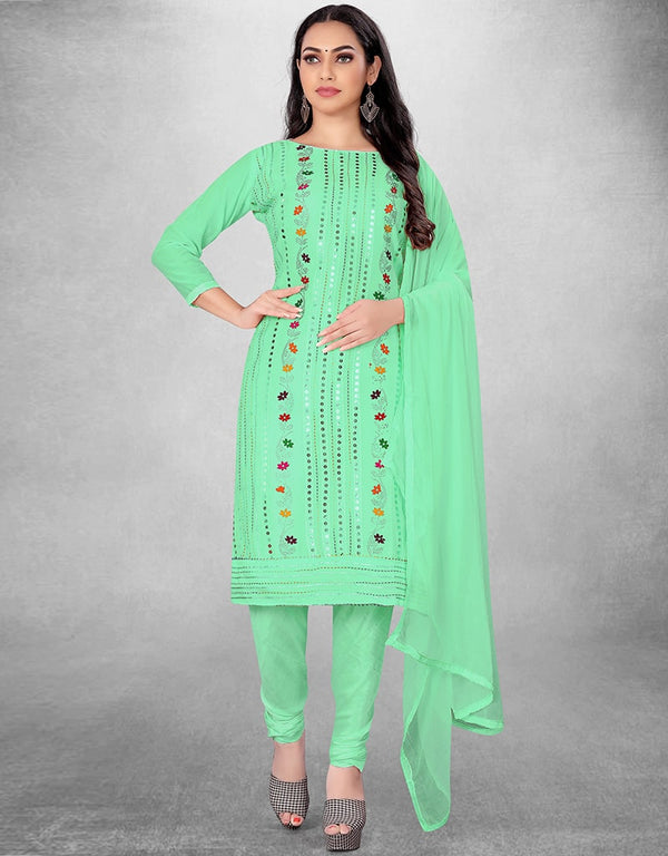 Mint Green Chanderi Chudidar Suit