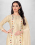 Beige Chanderi Chudidar Suit Back View