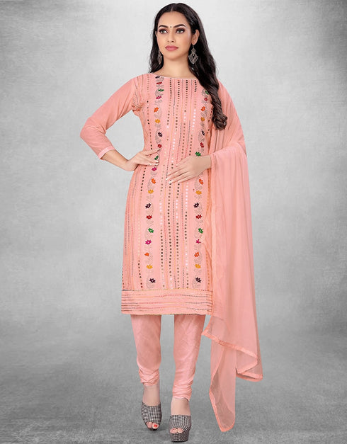 Pink Chanderi Chudidar Suit