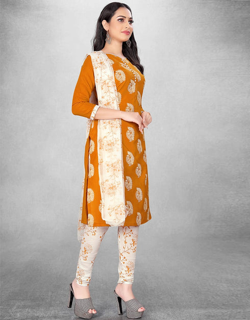 Light Brown Slub Cotton Chudidar Suit Closure View