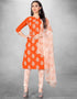 Orange Slub Cotton Chudidar Suit