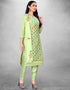 Lime Green Pure Modal Chudidar Suit Closure View