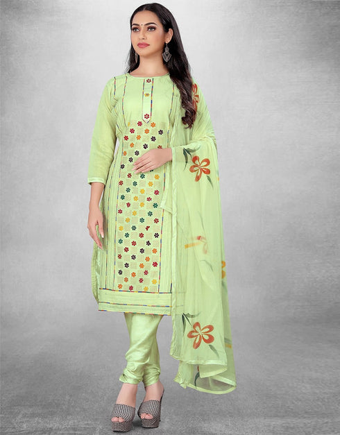 Lime Green Pure Modal Chudidar Suit