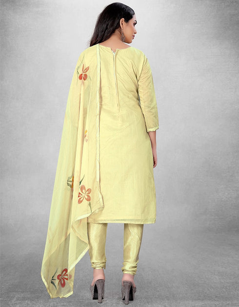 Golden Pure Modal Chudidar Suit Back View