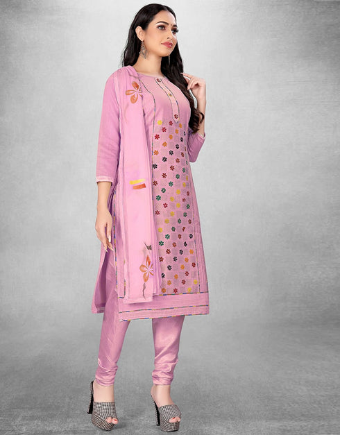 Purple Pure Modal Chudidar Suit Closure View