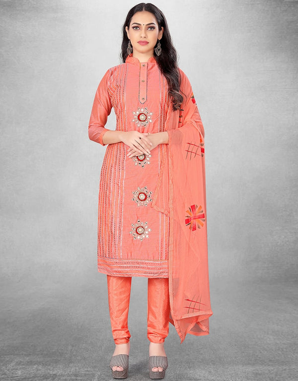 Peach Pure Modal Chudidar Suit