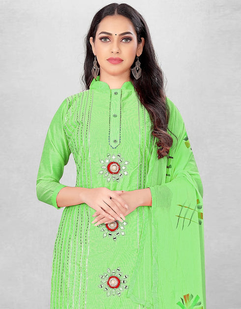 Parrot Green Pure Modal Chudidar Suit Salwar Kameez