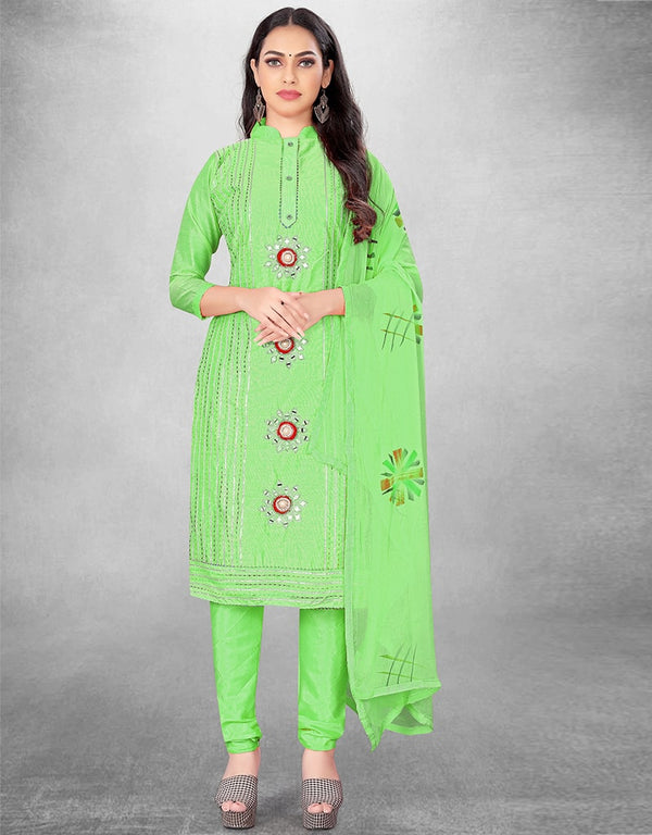 Parrot Green Pure Modal Chudidar Suit