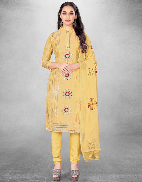 Light Mustard Pure Modal Chudidar Suit