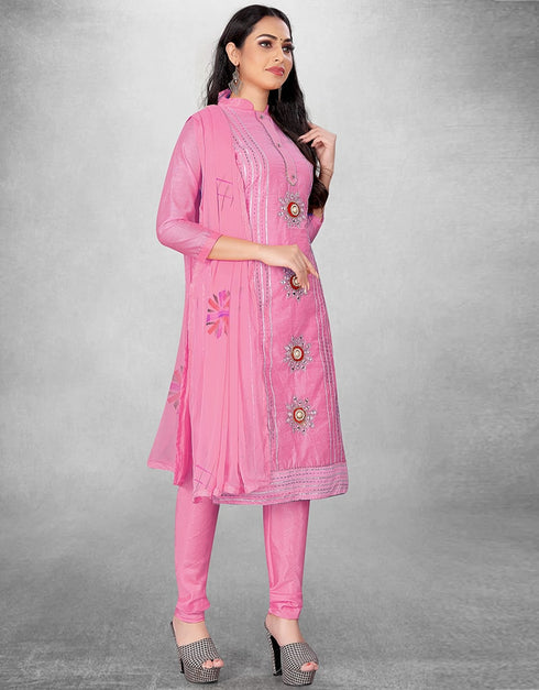 Light Pink Pure Modal Chudidar Suit Closure View