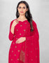 Cherry Red Georgette Chudidar Suit Back View