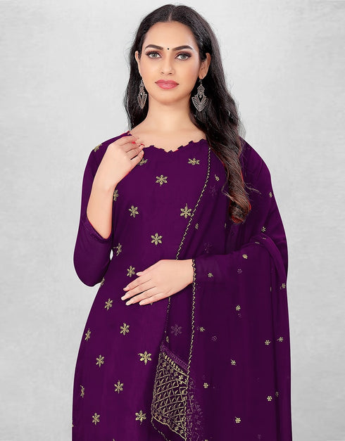 Purple Georgette Chudidar Suit Back View