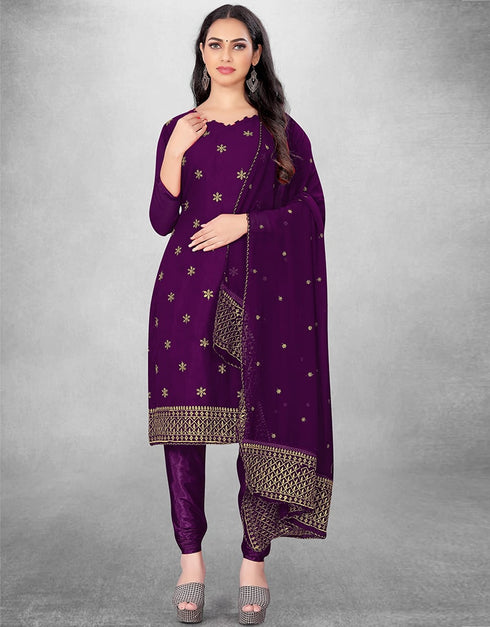 Purple Georgette Chudidar Suit