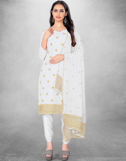 White Georgette Chudidar Suit