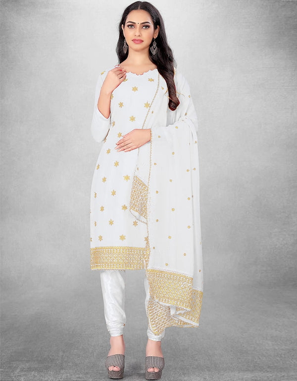 White Georgette Chudidar Suit