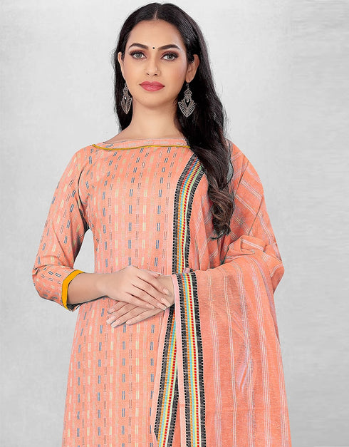 Peach Cotton Butti Chudidar Suit Salwar Kameez