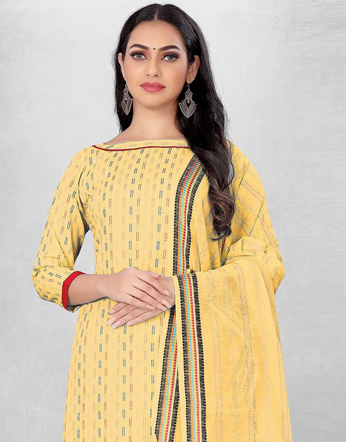 Yellow Cotton Butti Chudidar Suit Salwar Kameez