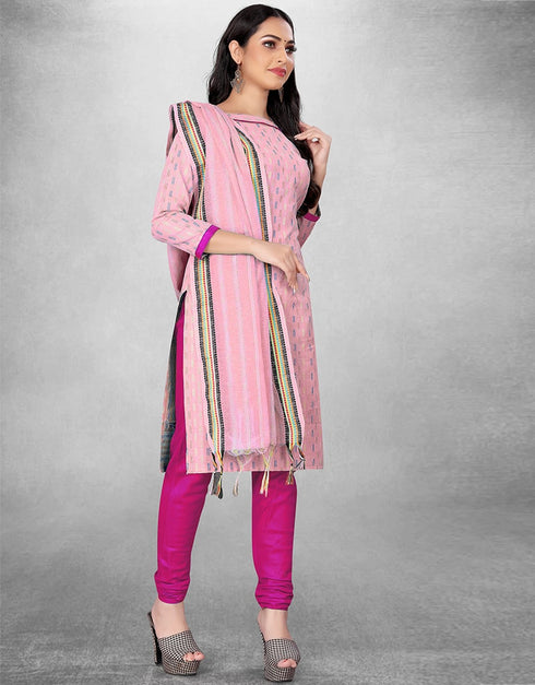 Light Purple Cotton Butti Chudidar Suit Closure View