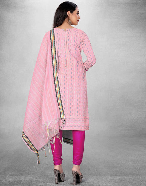 Light Purple Cotton Butti Chudidar Suit Back View