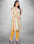 White And Yellow Cotton Butti Chudidar Suit Closure View