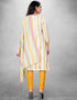 White And Yellow Cotton Butti Chudidar Suit Back View
