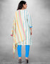 White And Blue Cotton Butti Chudidar Suit Back View
