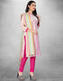 White And Pink Cotton Butti Chudidar Suit Closure View