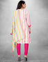 White And Pink Cotton Butti Chudidar Suit Back View