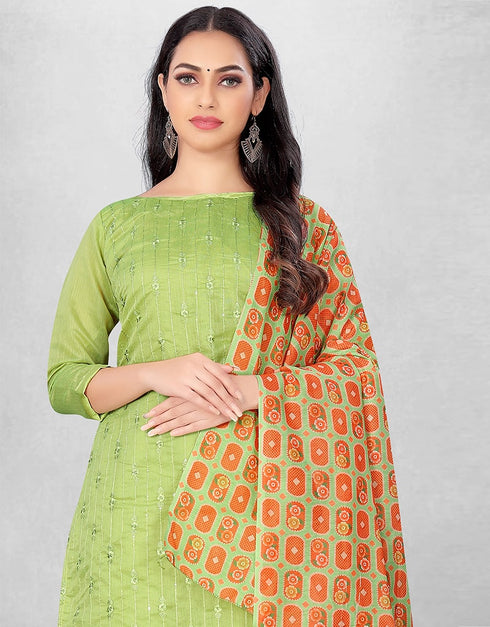Light Olive Chanderi Chudidar Suit Salwar Kameez
