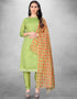 Light Olive Chanderi Chudidar Suit
