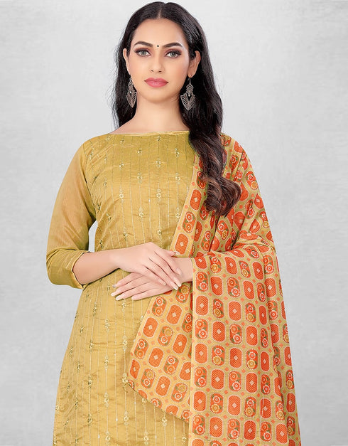 Golden Chanderi Chudidar Suit Salwar Kameez