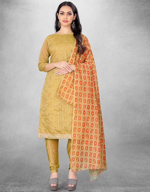 Golden Chanderi Chudidar Suit