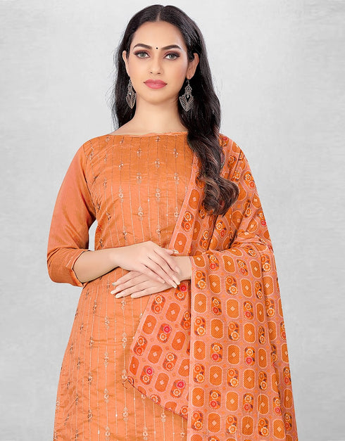 Brick Chanderi Chudidar Suit Salwar Kameez