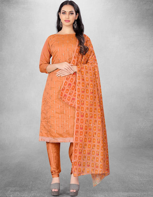 Brick Chanderi Chudidar Suit