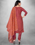 Dusty Pink Chanderi Chudidar Suit Back View