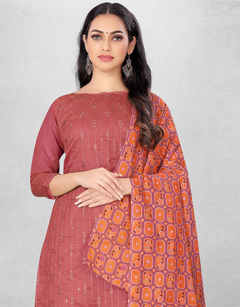 Dusty Pink Chanderi Chudidar Suit Salwar Kameez