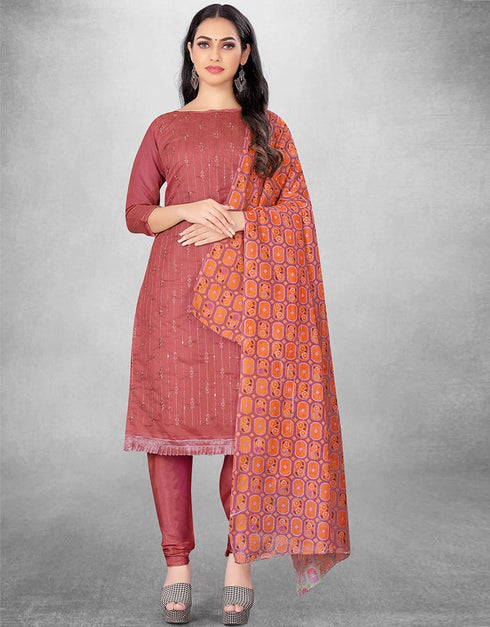 Dusty Pink Chanderi Chudidar Suit