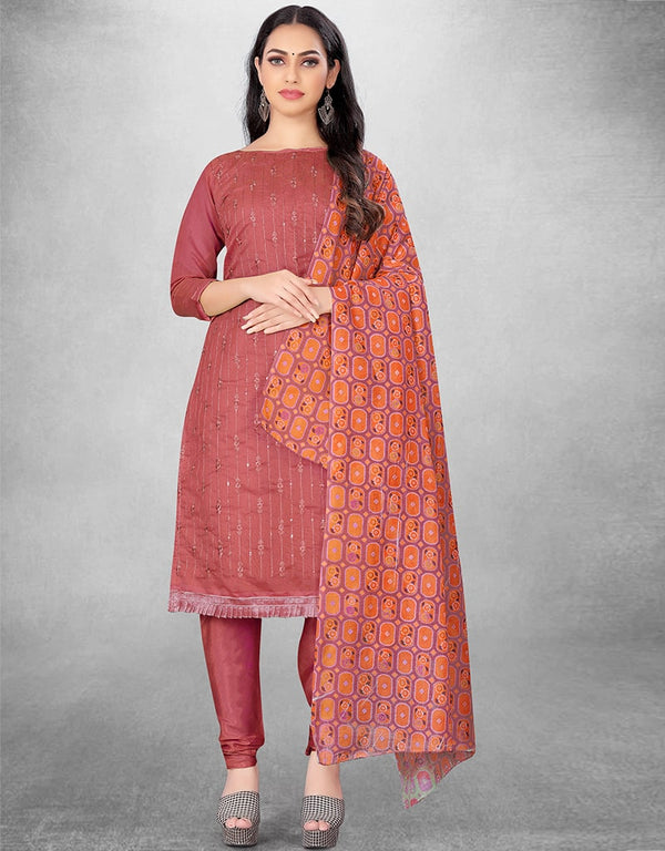 Dusty Pink Chanderi Chudidar Suit
