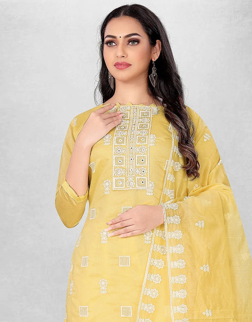 Lemon Yellow Chanderi Chudidar Suit Salwar Kameez