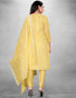 Lemon Yellow Chanderi Chudidar Suit Back View