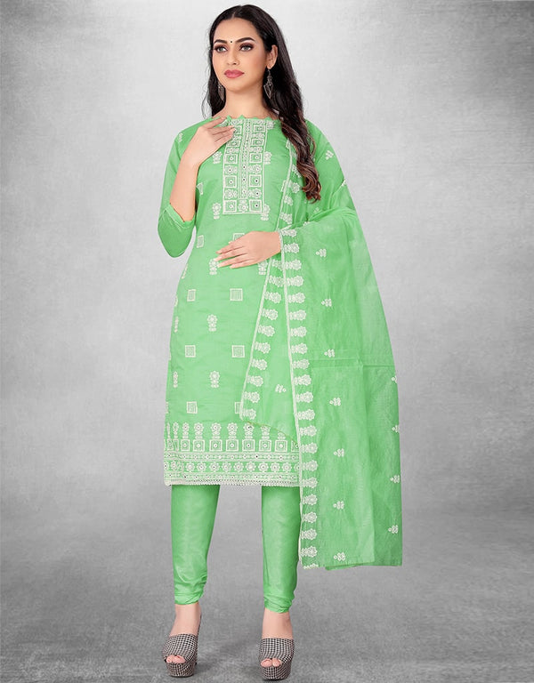 Light Green Chanderi Chudidar Suit
