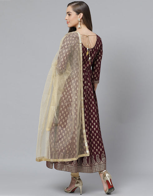 Purple Cotton Lenggies Suit Back View