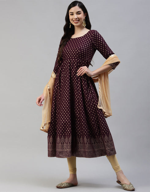 Purple Cotton Lenggies Suit